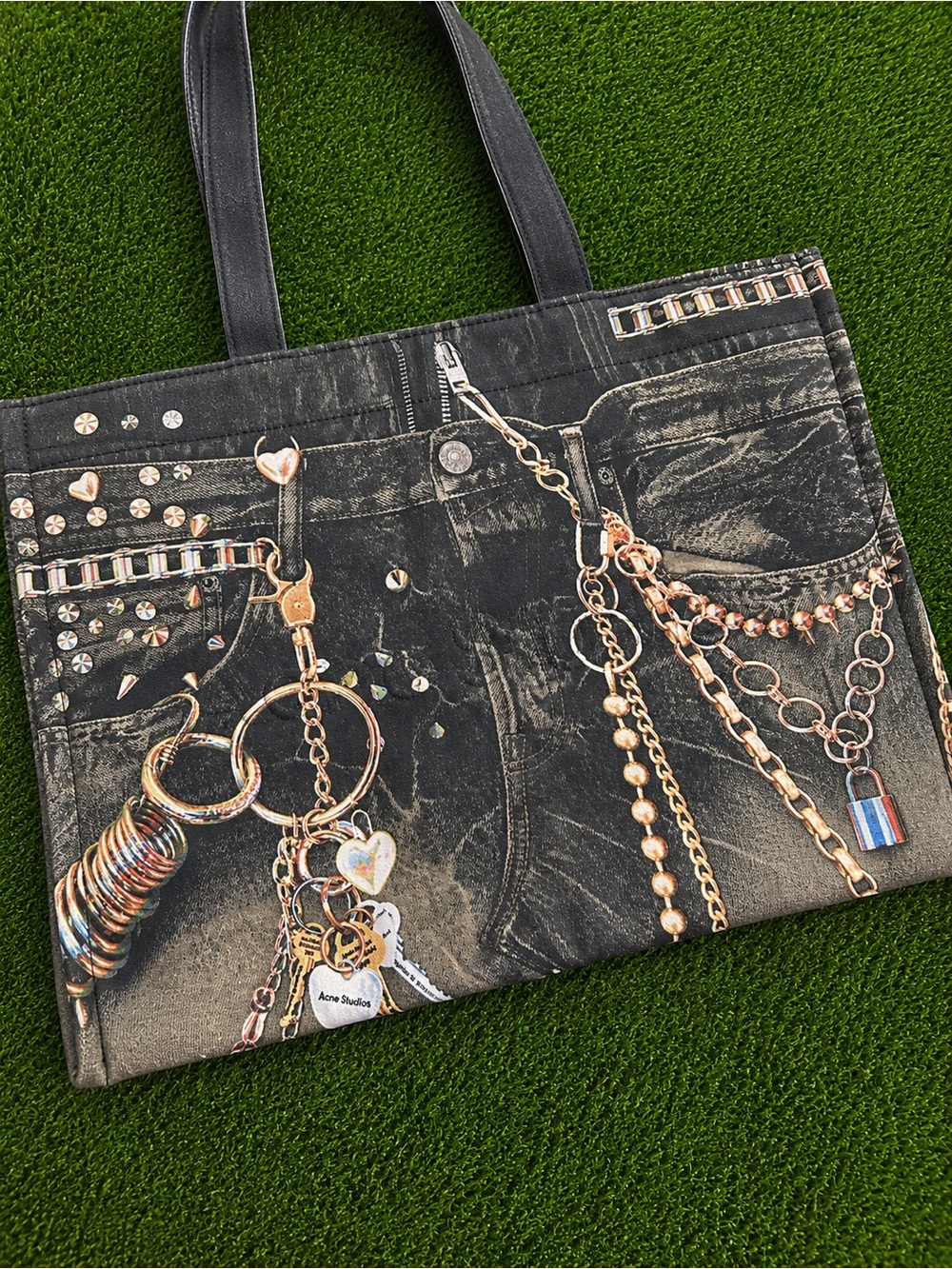 Acne Studios Trompe L’Oeil Denim Summer Tote Bag - Picture 3 of 6
